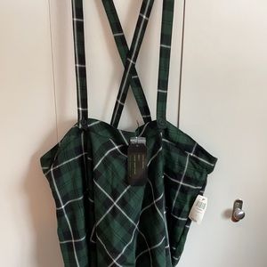 Tripp NYC Green Plaid Skirt w/ suspenders